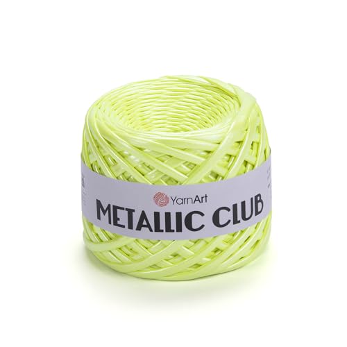 Image of YarnArt Metallic Club Yarn Super Bulky T-Shirt Yarn 100% Polyester Yarn 6.35 oz / 180 gr, 60 yrds / 55 Meters, Shiny Colors, Handbag Yarn, Rug, Chic Night bah Yarn, Crochet Bag Yarn (8122)