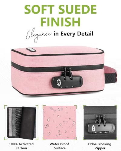 Image of OZCHIN Smell Proof Bag with Combination Lock File Organizer Case Container Medicine Odorless Storage Lock Box Great Gift for Friend (Pink 1, M)