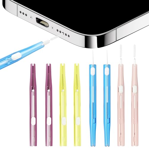AXFEE Kit De Limpieza De TeléFono Celular 8 Pcs, Kit De Cepillo De Limpieza De Puerto De TeléFono USB C TapóN, Cepillo De Limpieza De Doble Cara, Kit De Limpieza De Carga, Adecuado para Puertos USB-C