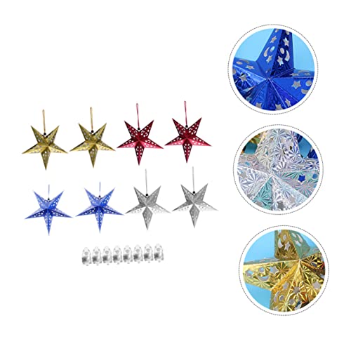 BESPORTBLE 8 Peças Estrela Luz Fita De Papel Estrela Decoração Suspensa Pingentes De Estrela Luminos