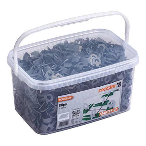 Meister Clips für Nivelliersystem Starter - 900 Stück - 1,5 mm Laschenstärke - Fliesendicke 7-15 mm - Passend zu Meister Abstandshalter Starter / Fliesen-Nivellierhilfe / Verlegehilfe / 4427850