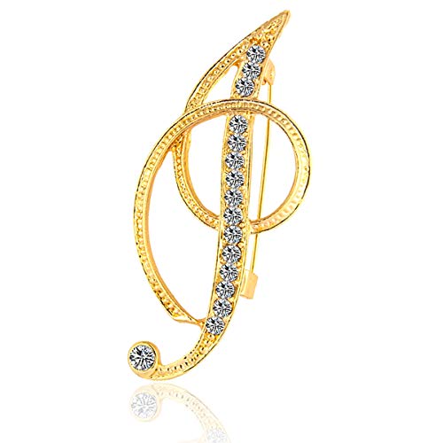 Image of BeeGift Letter Brooch Pins Initial Rhinestone Brooch for Women Crafts,Rhinestone Crystal Lapel Pin Brooches Gold A-Z 26 Letters