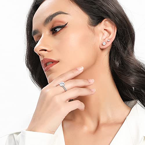 MDFUN Two-In-One Wedding Engagement Promise Eternity Ring for Women 18K White Gold Plated Cubic Zirconia Size 5-102