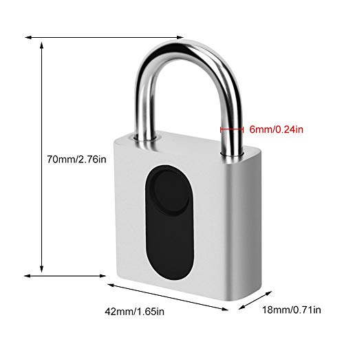Image of Fingerprint Padlock, Smart Digital Padlock Fingerprint Gym Locker, for School, Travel Suitcase, Backpack, Laptop