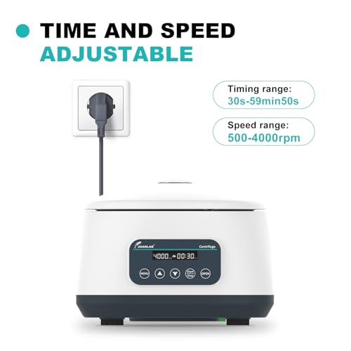 JOANLAB Lab Centrifuge Machine 2ml/5ml/10ml x 8, 15ml x 4 Low Speed 500-4000rpm,2180xg RCF Digital Benchtop Centrifuges w/Timer