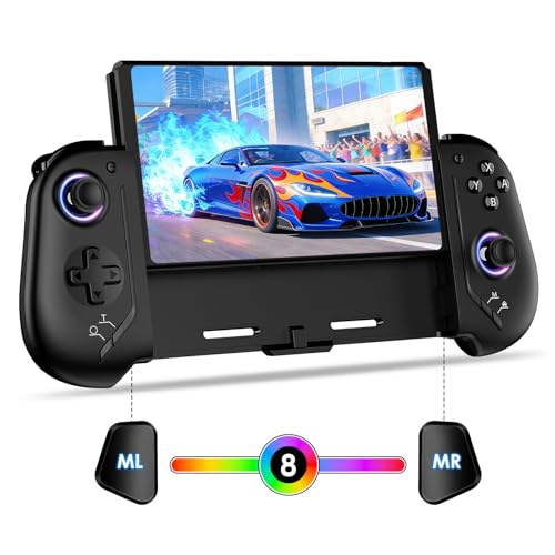 Moonag Switch Controllers Compatible with Nintendo Switch/OLED Hall Effect One-Piece Controllers with 6-Axis Gyro Motion Control Wake-up Dual Vibration Turbo 1000mAh Battery Black