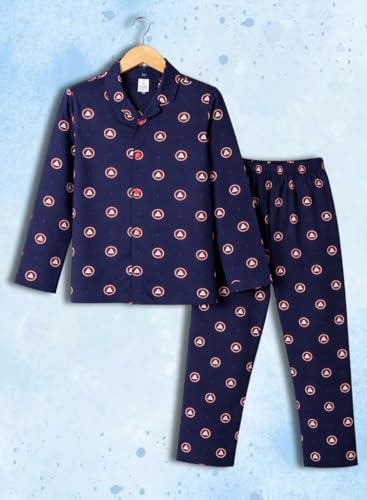 Image of 3BROS Kid's Pure Cotton Full Sleeves Night Suit /Dress for Boys /Girls Full Pajama & Top Sleep Suit Combo Set