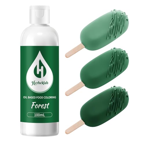 Image of Forest Oil Based Food Coloring for Chocolate - Herbeklab 100ml Professional Concentrated Oil Food Dye for Candy Melts, Chocolate, Cake Pops, Strawberries & Baking