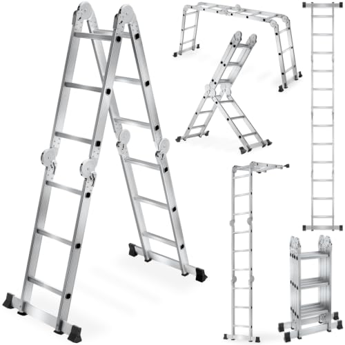 Échafaudage aluminium 352cm avec position M et échelle pliable tectake