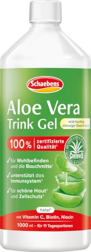 Schaebens Aloe Vera Trinkgel 1 l angenehm fruchtig-zitroniger Geschmack mit Vitamin C Biotin & Niacin vegan glutenfrei laktosefrei