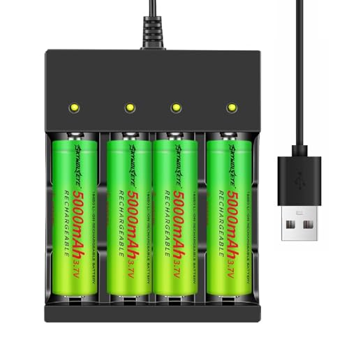 18650 Rechargeable Battery Charger 4pcs Button Top, Charger for 3.7V Rechargeable Batteries Kids Vehicles Toys