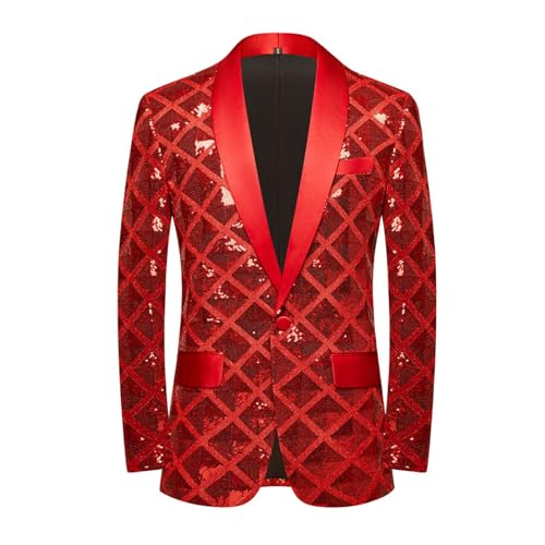 Veste costume homme paillettes retro ajustee un bouton pour spectacle