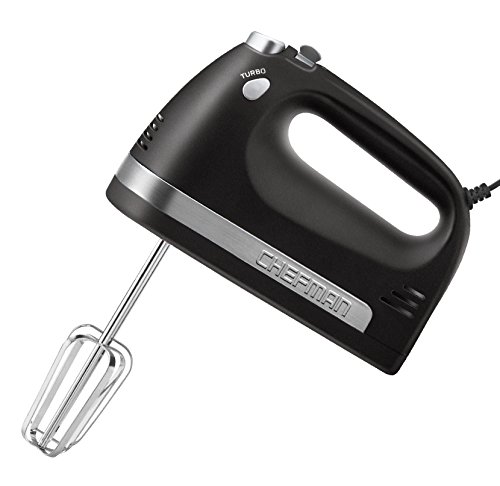 Chefman Turbo Power Hand Mixer with One-Touch Easy Eject Button, Chrome Plated Beaters