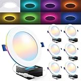 Sunco 6 Pack 6 Inch Smart Ultra Thin LED Recessed Ceiling Lights with Night Light, Tunable CCT 2700K to 6000K, Dimmable, 15W, Smooth Trim, Canless with Junction Box