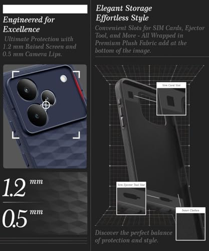 Image of WOW IMAGINE Back Cover for Realme P4 5G with Hexa Cube Design | Ultra Slim Soft Rubberised Case | Inner Velvet Fabric | Matte Silicone Flexible Mobile Case | Camera Protection - Blue