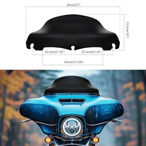 Image of JMTBNO Black 9 inch Wave Windshield Windscreen Compatible for 2014-2024 Harley Davidson Touring Street Glide /Electra Glide /Ultra Limited /Tri Glide FLHT FLHX FLHXS FLHTK