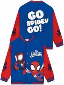 Marvel Spidey and His Amazing Friends Jongens Bomberjas, Stoere Spidey Baseball Varsity Jas Met Lange Mouwen, Blauw 98