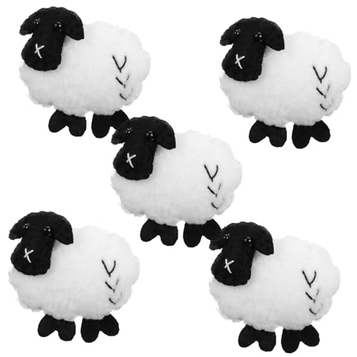 DIYEAH Small Felt Sheep Decorations 5pcs Decor Wool Felt Lamb Jewelry for DIY Projects