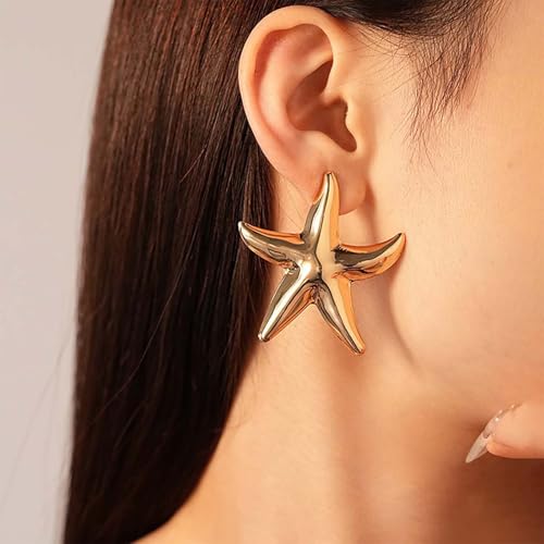 Jugielu Boho Exaggerate Starfish Earrings Gold Starfish Stud Earrings Large Star Dangle Earrings Metal Big Star Statement Earrings Summer Beach Earrings Jewelry for Women by Jugielu - Used condition - Image 5