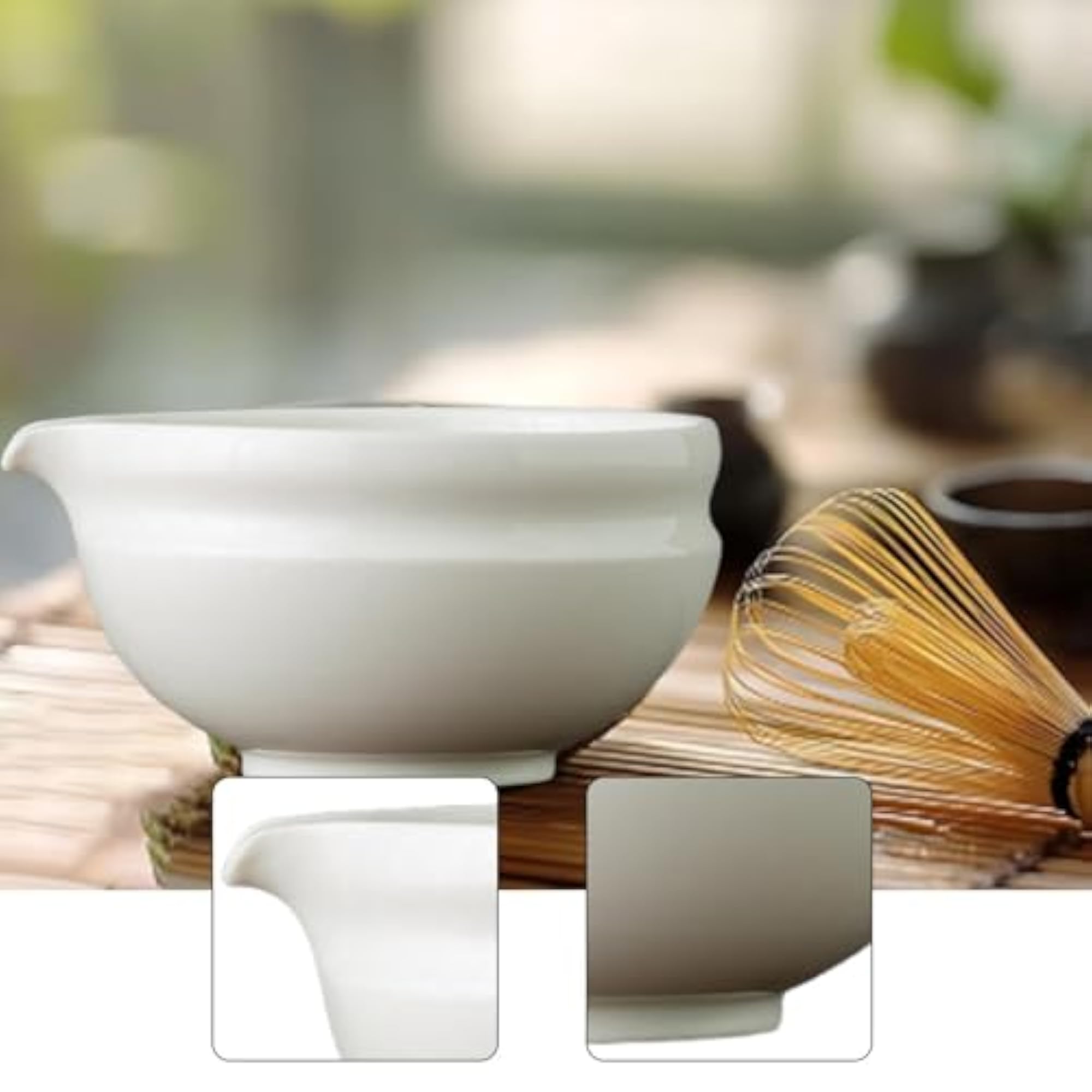Ceramic Matcha Bowl Tea Making Accessory Traditional Household Green Tea Cup Moon White