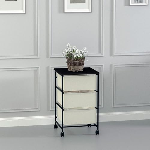 Small Cabinet with Drawers Rolling 3 Drawer Mobile File Cabinet for Home Office Storage and Organization, Fabric Vertical Under Desk Storage for A4/Letter Files( - Image 3