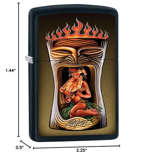 Zippo Encendedor Hawaiian Girl con Ukelele Negro Mate miniatura 4