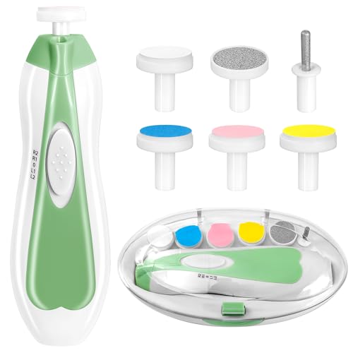 Image of Baby Nail Trimmer Electric, 6 in 1 Baby Nail File Clippers Infant Grooming Kit Manicure Set for Toddler or Adults, Green