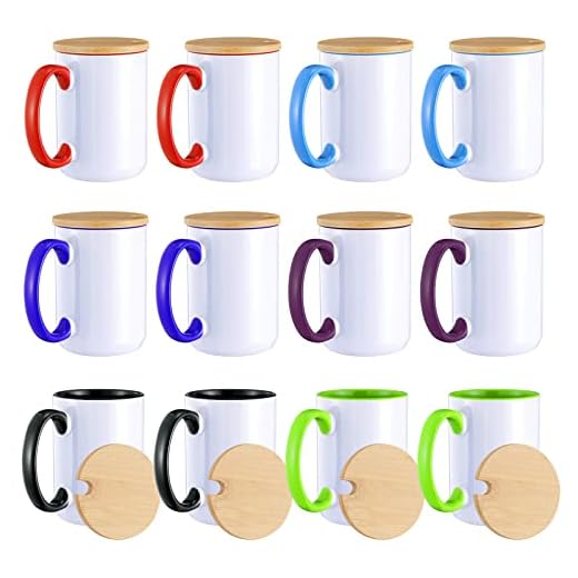 RAINBOWTIE Sublimation Mugs Set of 12, 15 oz Sublimation Mugs Blank with Bamboo Lid, Sublimation Coffee Mugs, Tazas Para Sublimacion, Bulk Mugs, Coffee Cup with Lid,6 Assorted Colors