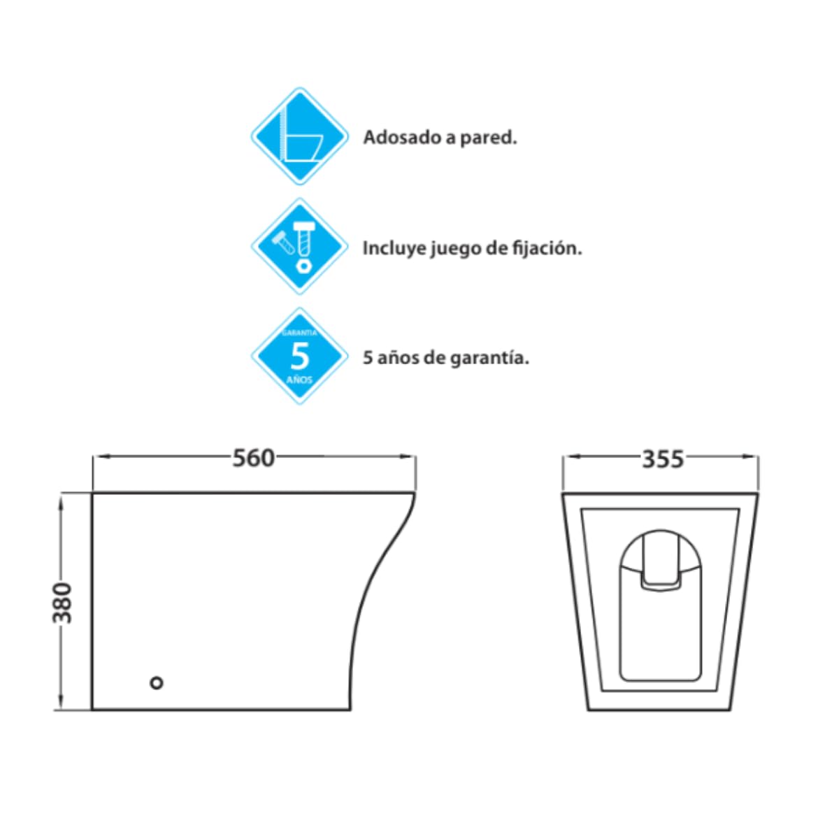 Bidet a suelo ceramico de Bano | Bide Adosado a Pared de Fondo Reducido Redondo Sin Tapa