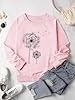 Dresswel Women Dandelion Print Sweatshirt Crew Neck Long Sleeve Tops Basic Jumper Tunic Blouse Shirts(Light Pink, XL) #1