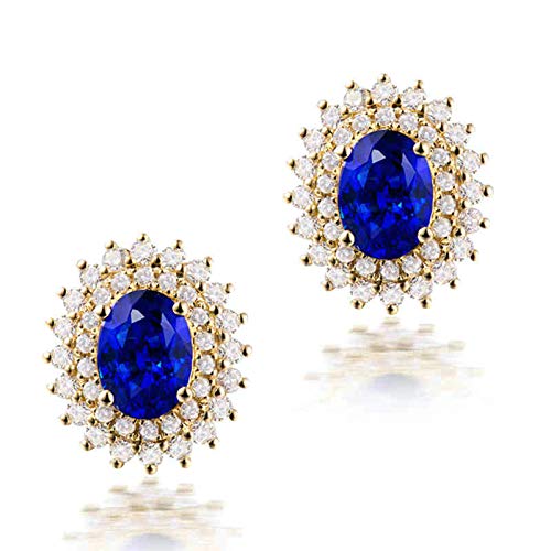 Boucles d'oreilles or jaune 18k luxe, diamant délicat et fleur ovale pour femme d'exception