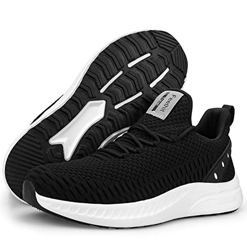Feethit Mens Slip On Walking Shoes Blade Tennis Shoes Non Slip Running Shoes Lightweight Workout Shoes Breathable Mesh Fashion Sneakers Black White Size 9 #TOP5