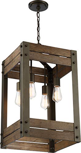 Image of Nuvo 60 /6426 Winchester 4-Light Pendant, Bronze & Aged-Wood Finish