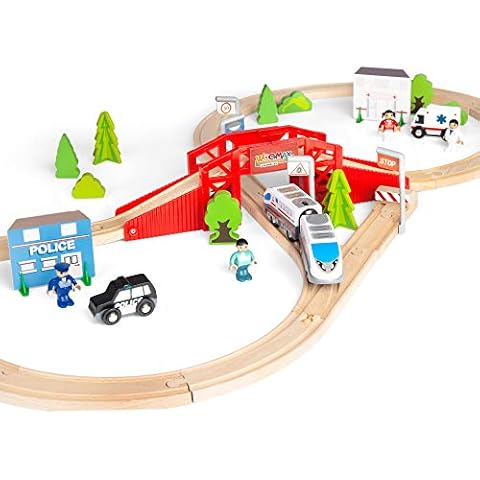 WOOMAX - Circuito tren de madera 50 piezas Cover