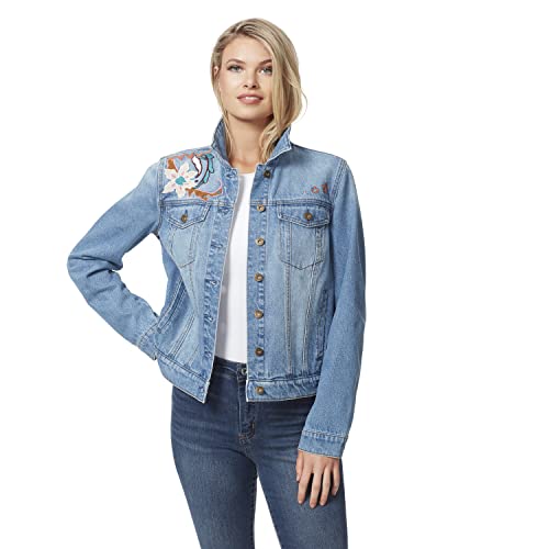 Jessica Simpson Womens Reagan Faded Destroyed Denim Jacket