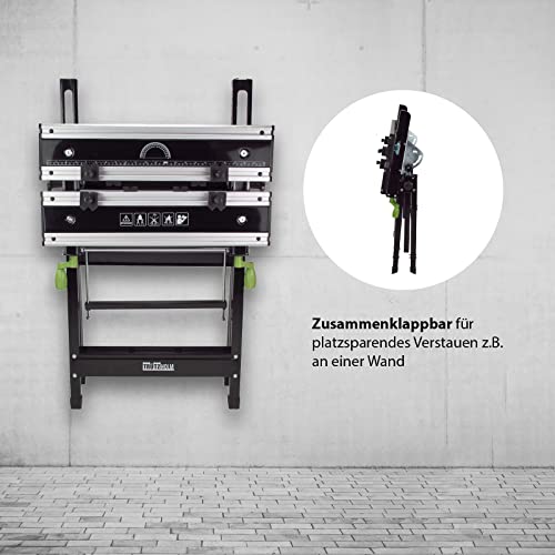 TRUTZHOLM Alu Werkbank klappbar höhenverstellbar Werktisch Spanntisch Arbeitstisch ideal für Werkstatt, Garage, Hobby oder den mobilen Einsatz bis 100 kg belastbar