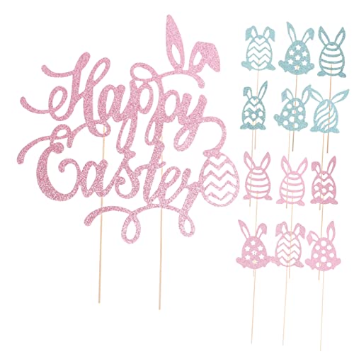 VILLFUL 1 Set Easter Decoration Easter Cupcake Toppers Bunny Food Party Cupcake Toppers Easter Bunny Cupcake Toppers Bunny Ear Cake Decoration Party Cake Decor Cake Pick Paper Dessert