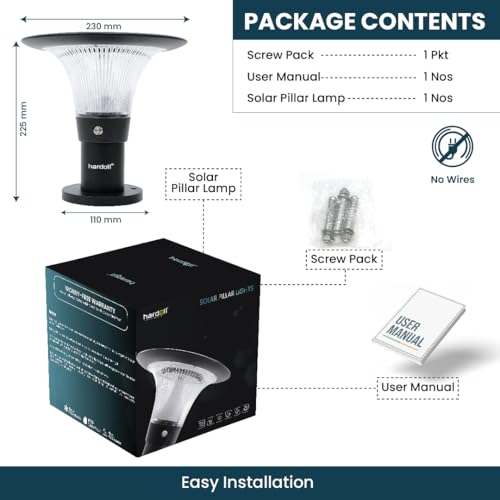 Image of hardoll Solar Pillar Light 70 LED for Outdoor Aluminium+PC, Warm & Cool White, Waterproof Gate and Garden Lamp for Home and Pathway Decoration(Pack of 2)