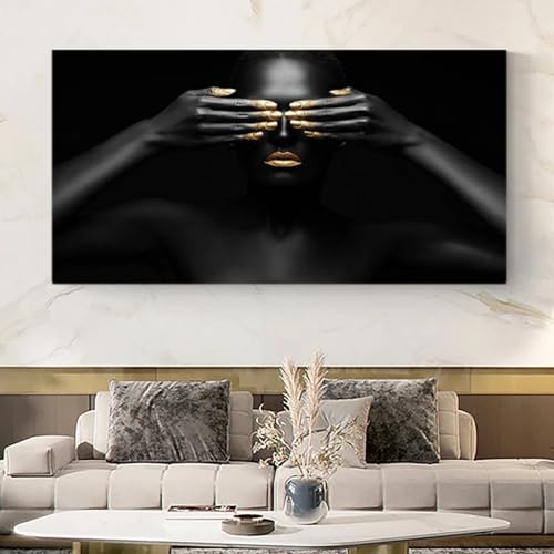 Art mural femme africaine en toile pour un salon contemporain chic