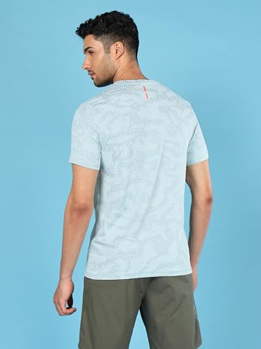 Image of TECHNOSPORT Men Polyester Regular Fit Half Sleeve Jacquard T-Shirt with Double Cool, Quick Dry & Anti Microbial for Sports, Running & Casual Use