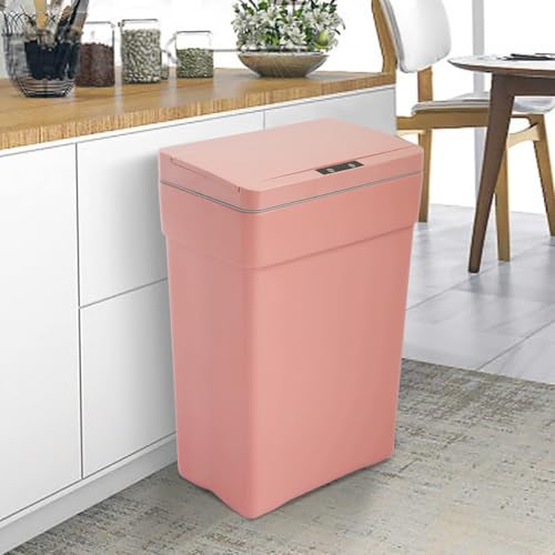 NiamVelo 50 Liter/13.2 Gallon Trash Can for Kitchen, Automatic Garbage Can Touch Free High-Capacity,Plastic Smudge Resistant, with Lid (1, Pink)