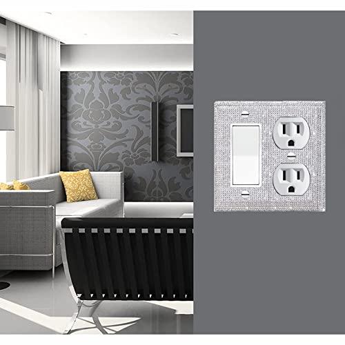 Image of Shiny Silver Rhinestones Outlet Covers Wall Plates Light Switch Cover Plate Decorative Switch Plates And Outlet Covers Bling Wall Plate Covers