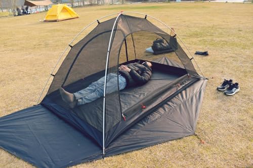 Carpa de malla para 2 personas impermeable, negra miniatura 4