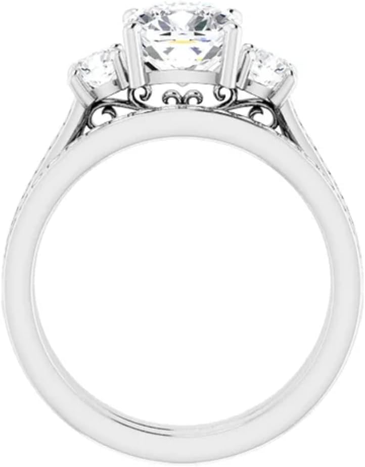 10K Solid Gold Handmade Engagement Rings 2.00 CT Cushion Cut Moissanite Diamond Solitaire Wedding/Bridal Ring Set for Women/Her Propose Ring