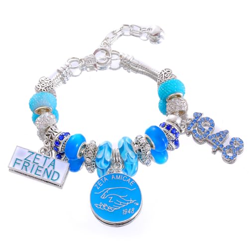 ZETA Friends Greek Letters 1948 Amicae ZA Bracelets Sorority Large Beads Gifts Sisterhood Club Jewelry
