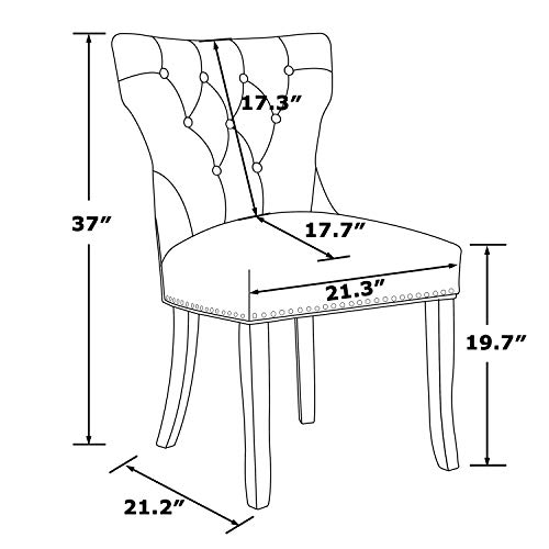 Lssbought Set Of 2 Fabric Dining Chairs Leisure Padded Chairs With Brown Solid Wooden Legs,Nailed Trim, Tan #TOP1