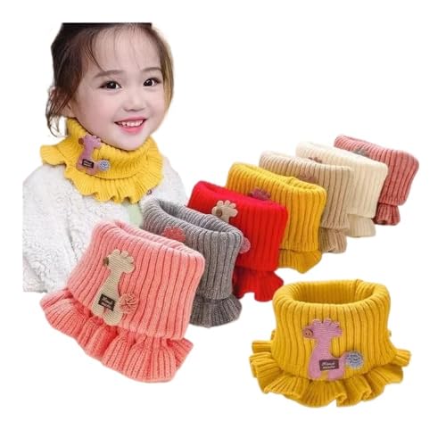 Knitted Scarf Cartoon Giraffe Ruffle Neck Warmer Girls Kids Accessories Collar Circle Outdoor Winter Warm Scarves2