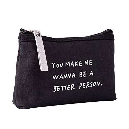 Preisvergleich Produktbild jingyuu 1 Stück Wasserdichte Leinwand Tragbare Multifunktional Schwarz Kosmetiktasche Aufbewahrungstasche Wäschesack Schlüssel Aufbewahrungstasche Waschbeutel für Frauen 17 * 3 * 11CM