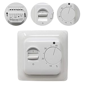 KETOTEK Manuel Thermostat Chauffage au Sol Electrique avec sonde AC 220V 16A, Régulateur de Thermostat Plancher Chauffant Mécanique