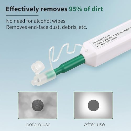 MSDADA 10 Pcs SC Fiber Optic Cleaner Pen for Connectors Cleaning End Face Smart Cleaner for 2.5mm SC/ST/FC Connectors (White) - Image 3